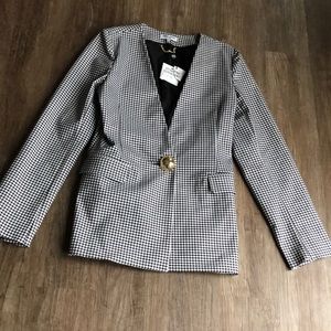 Opening ceremony black and white check tailored blazer.